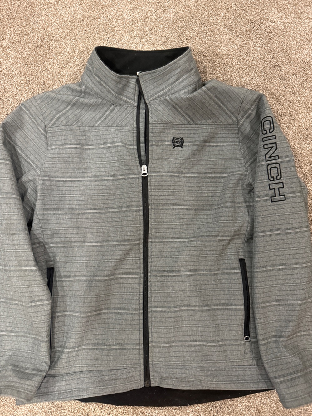 Cinch Boys Gray Striped Performance Zip Jacket